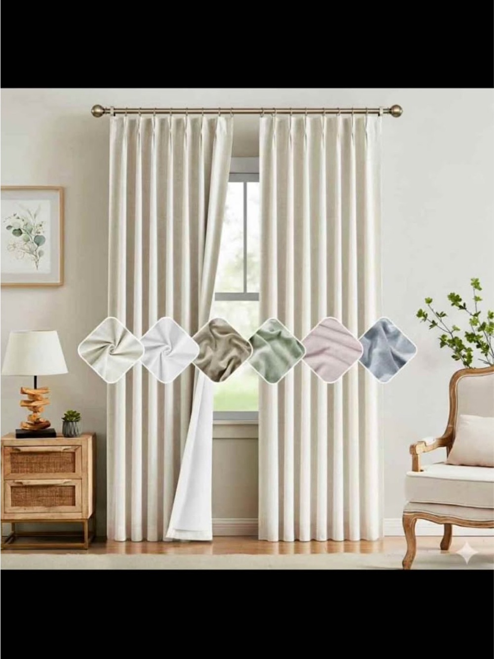 Linen Blend Room Darkening Thermal Insulated Soundproof Drapes, 40x84 Inch
